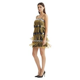 Jenny Packham Black & Gold Silk Feather-embellished Dress — image 6