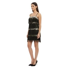Jenny Packham Black & Gold Silk Feather-embellished Dress — image 7