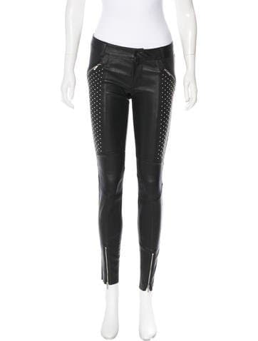 Thomas Wylde Mid-rise Leather Pants