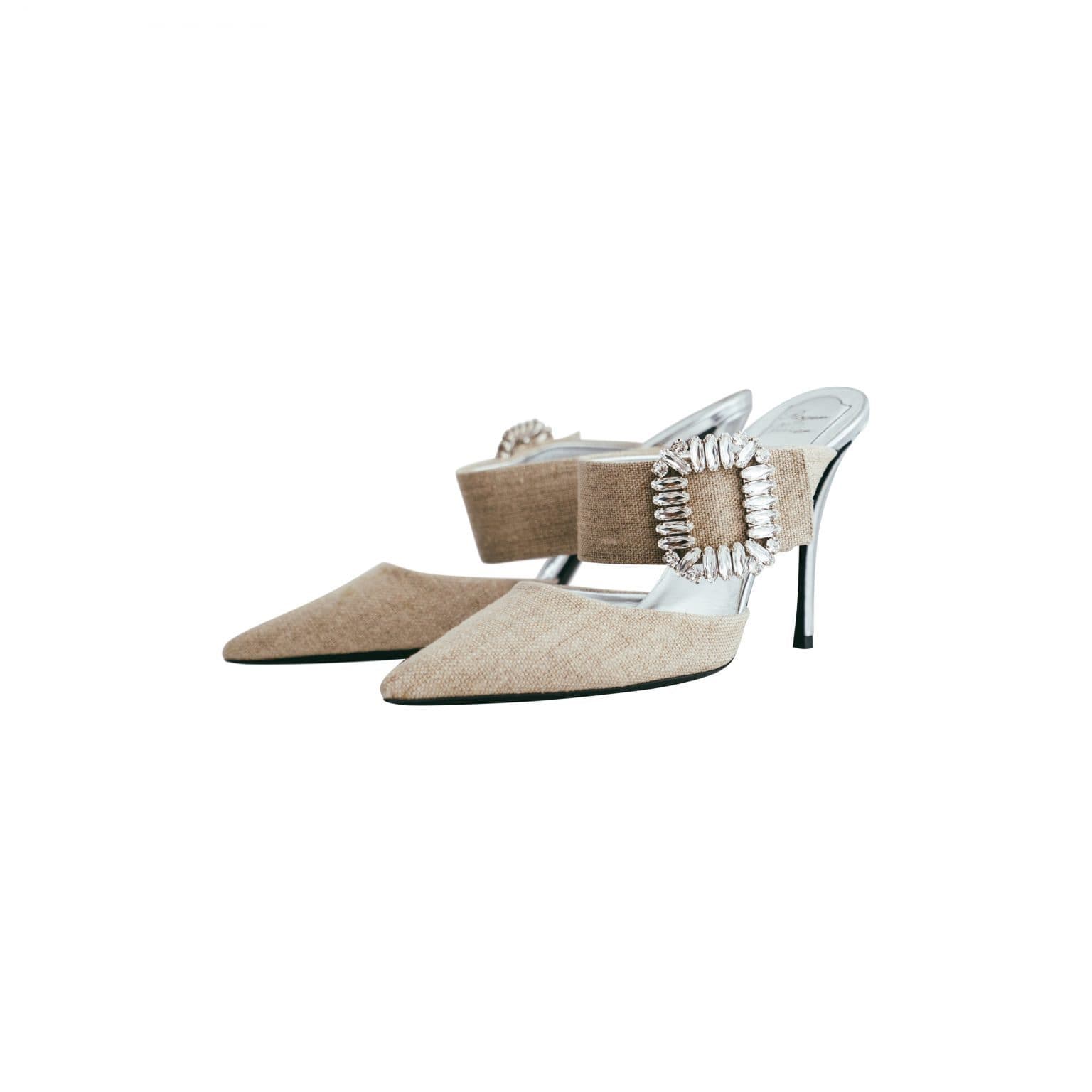 Roger Vivier Canvas Buckle Mules