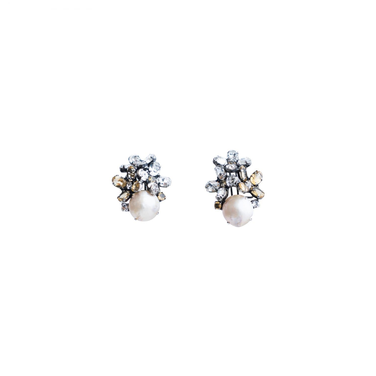 Iradj Moini Diamonds And Pearl Clip On Earrings
