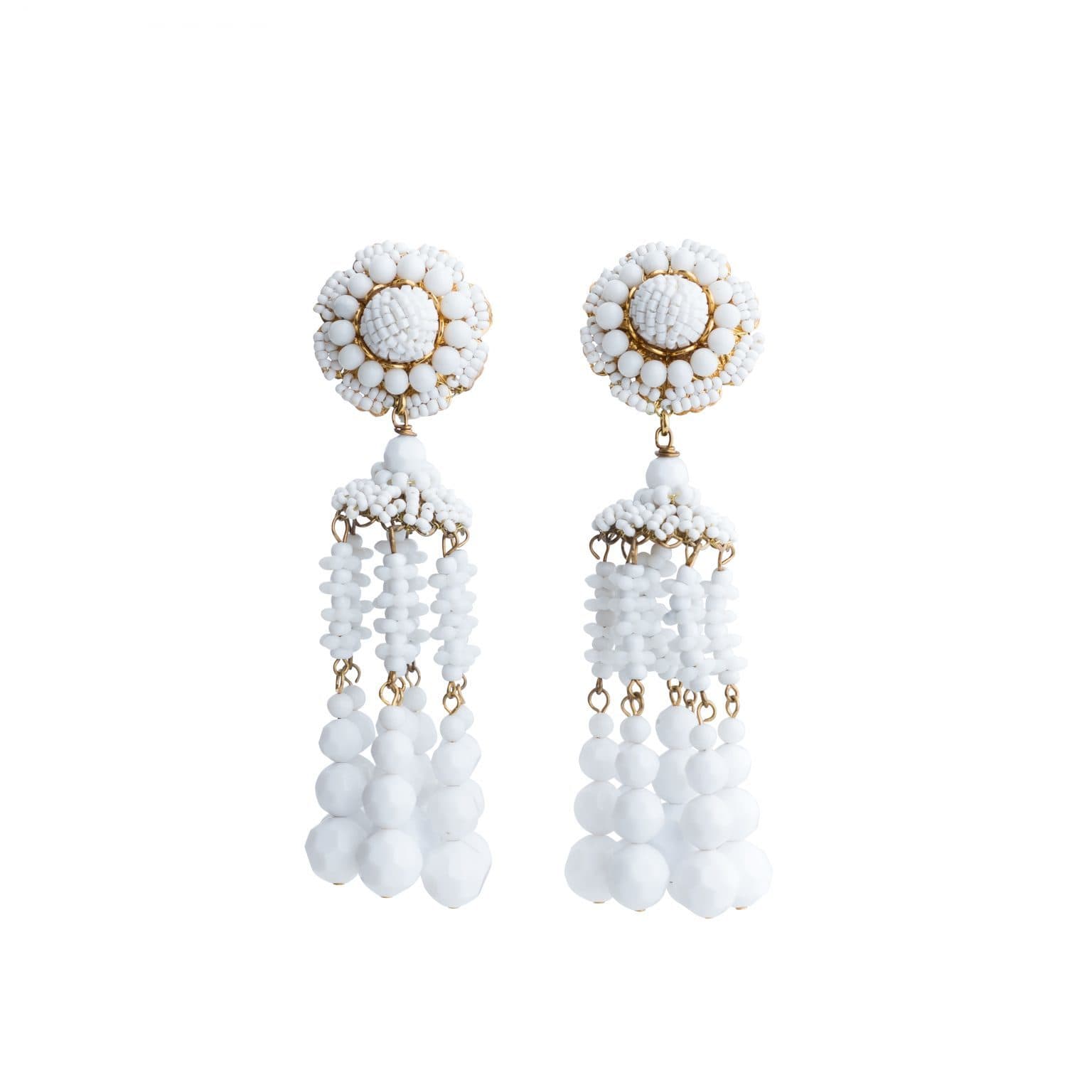 Lawrence Vrba White Clip On Earrings