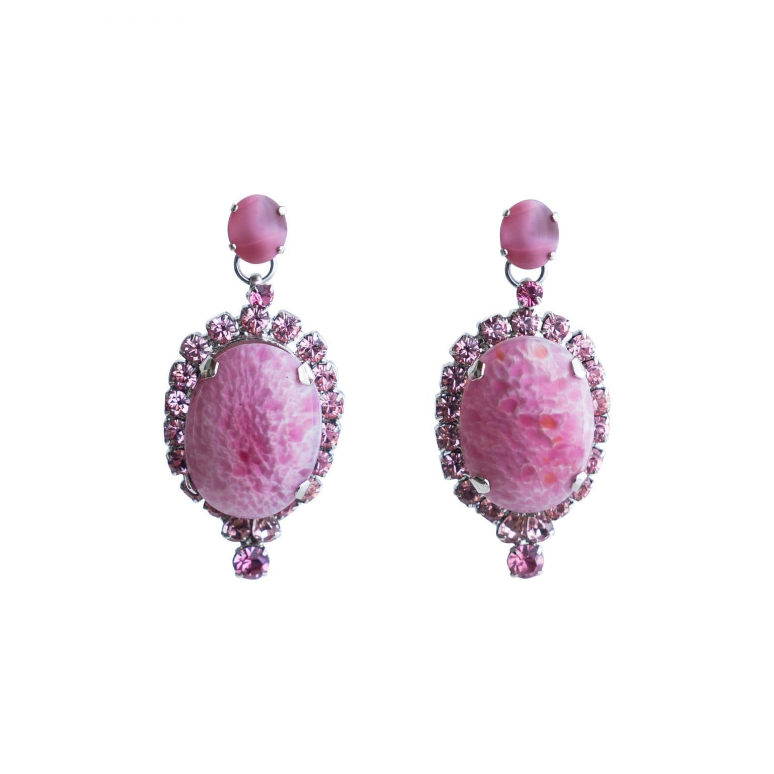 Thorin Pink Gemstone And Rhinestone Earrings