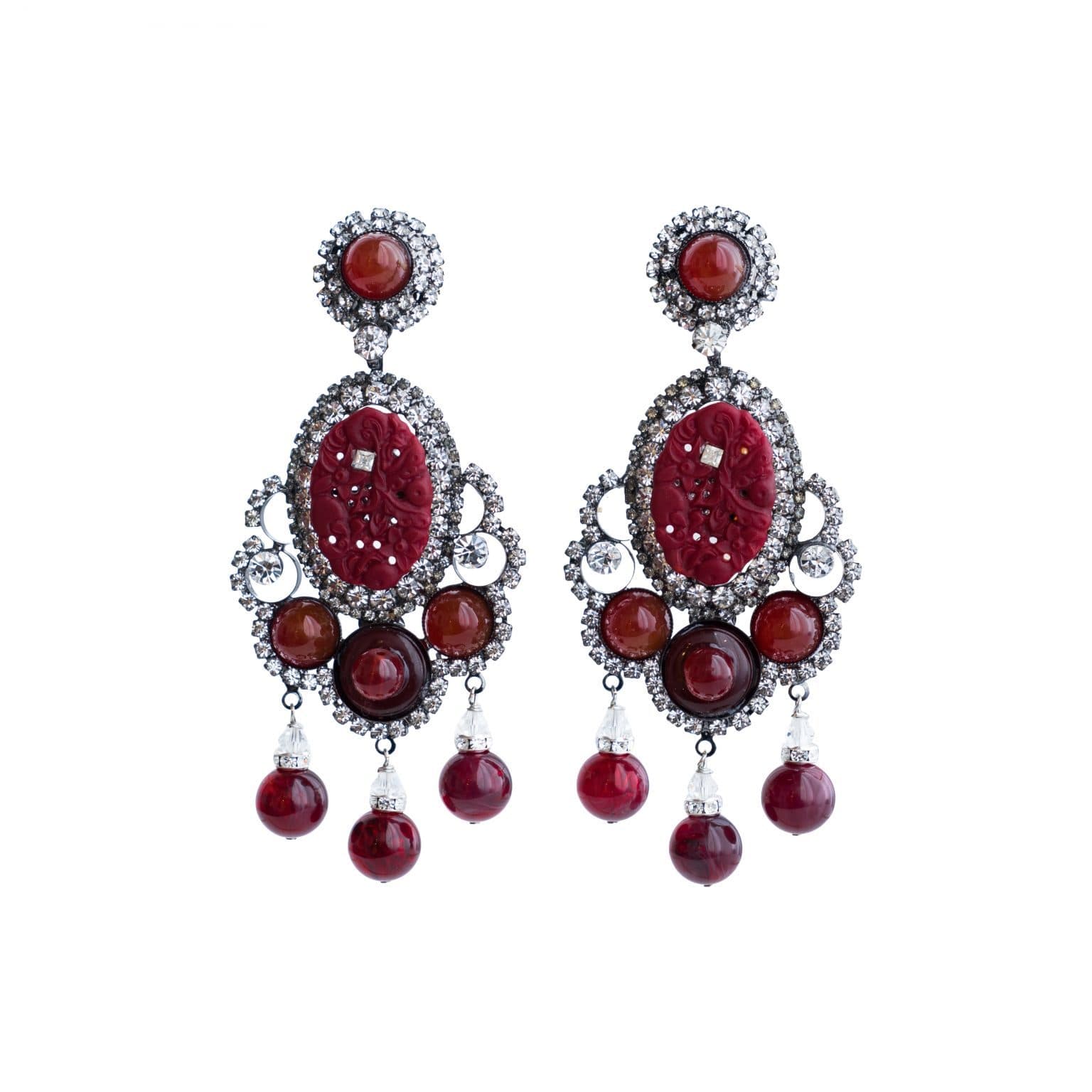 Lawrence Vrba Red Diamond Chandelier Earrings