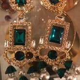 Lawrence Vrba Green Gold Chandelier Clip-on Earrings — image 1