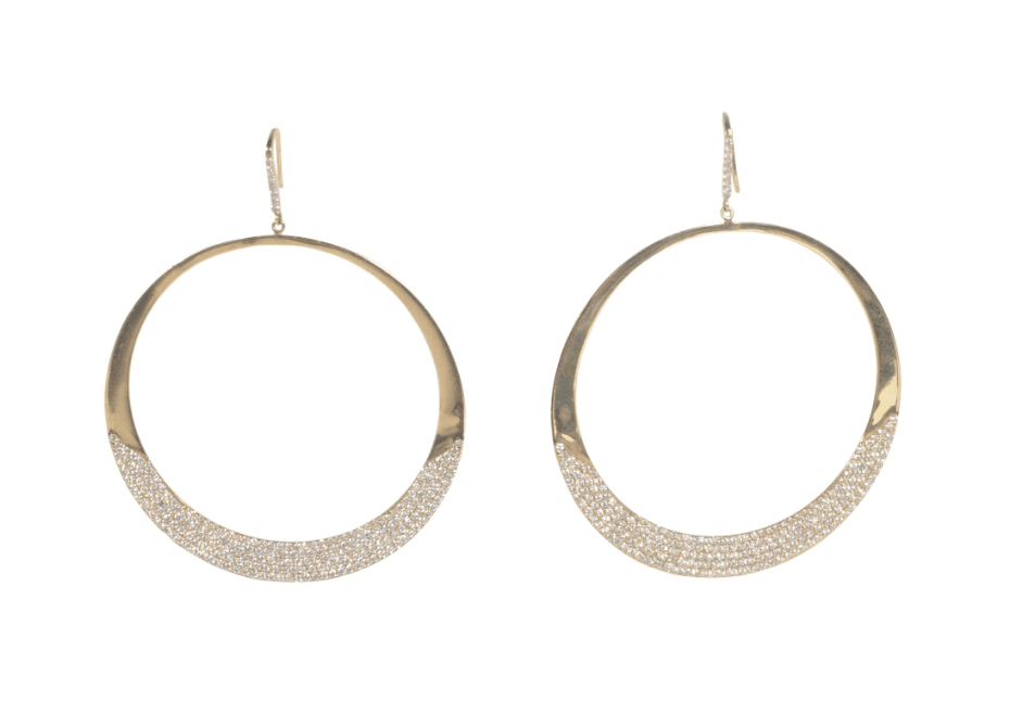 Lana Half Diamond Studded Gold Hoop Earring