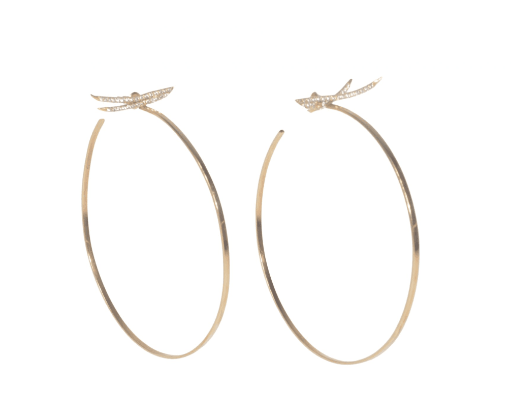Lana Gold Hoop Diamond Feather