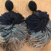 Oscar De La Renta Blue Grey Tassel Earring — image 1