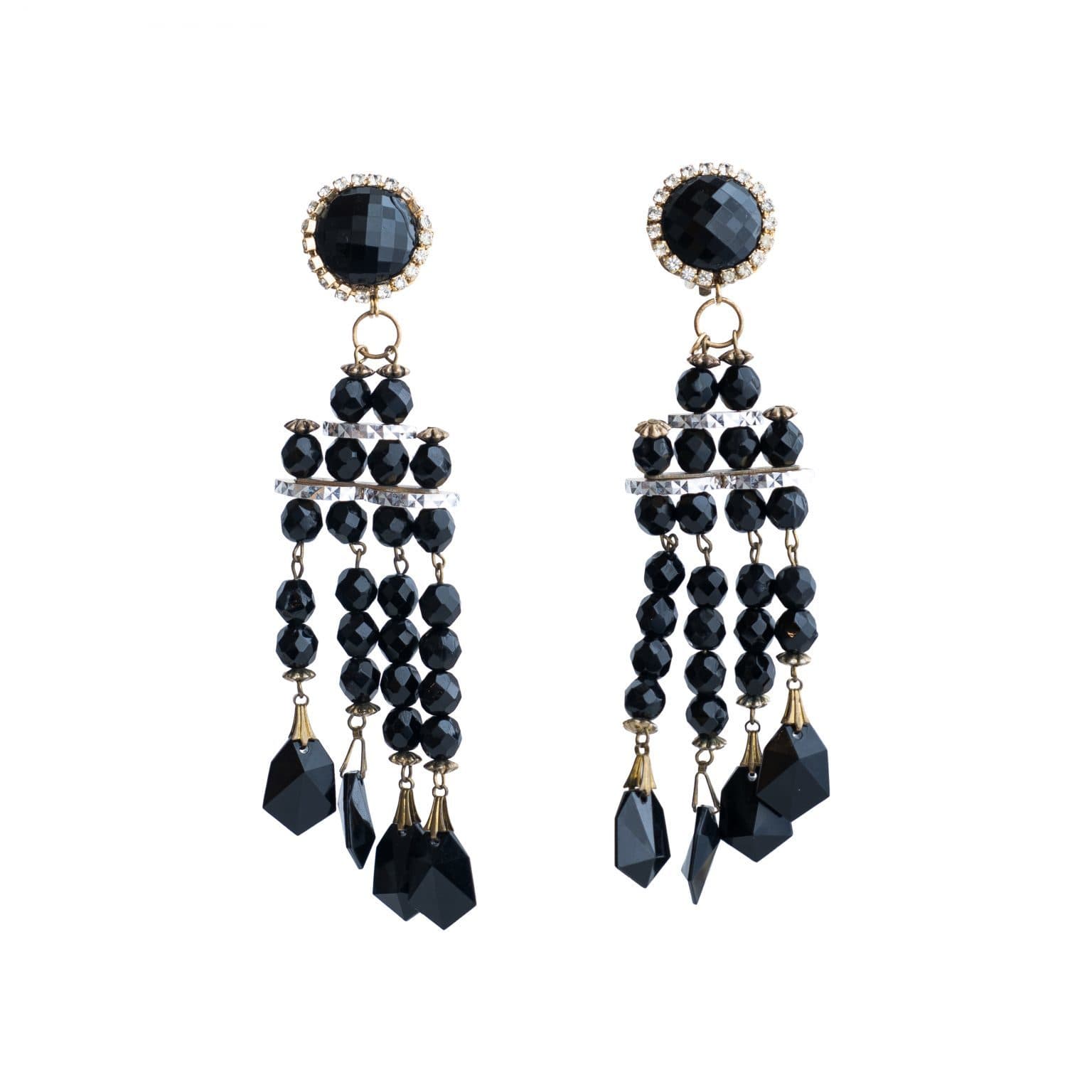 Chandelier Black Studded Diamond Earring