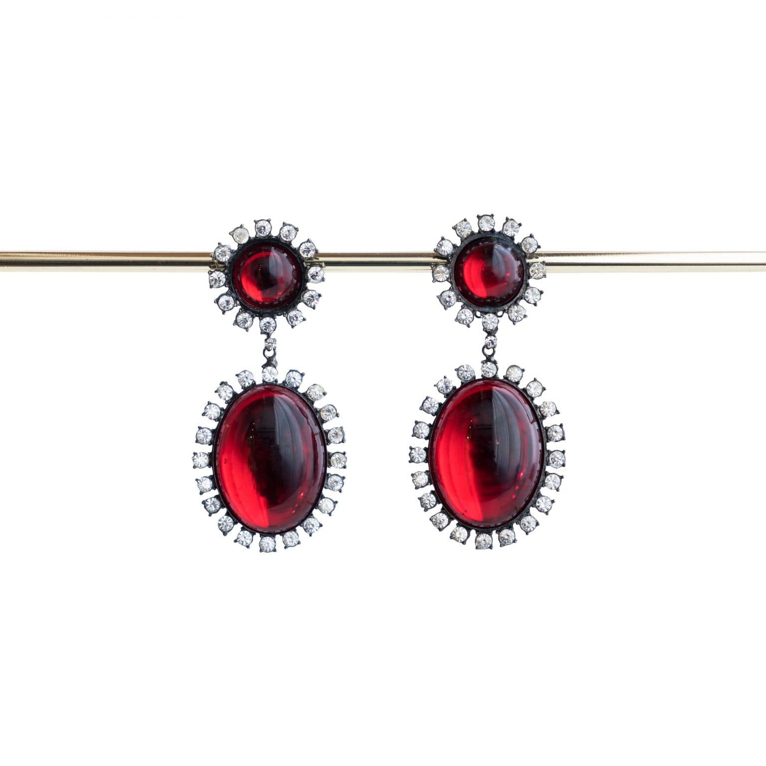 Lawrence Vrba Ruby Red With Diamond Earrings