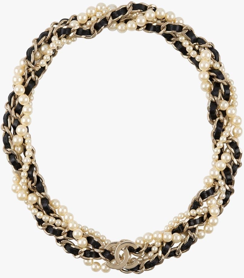Chanel Pearl Black And White Choker/necklace