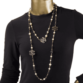 Chanel Long Black And White Pearl Necklace — image 2
