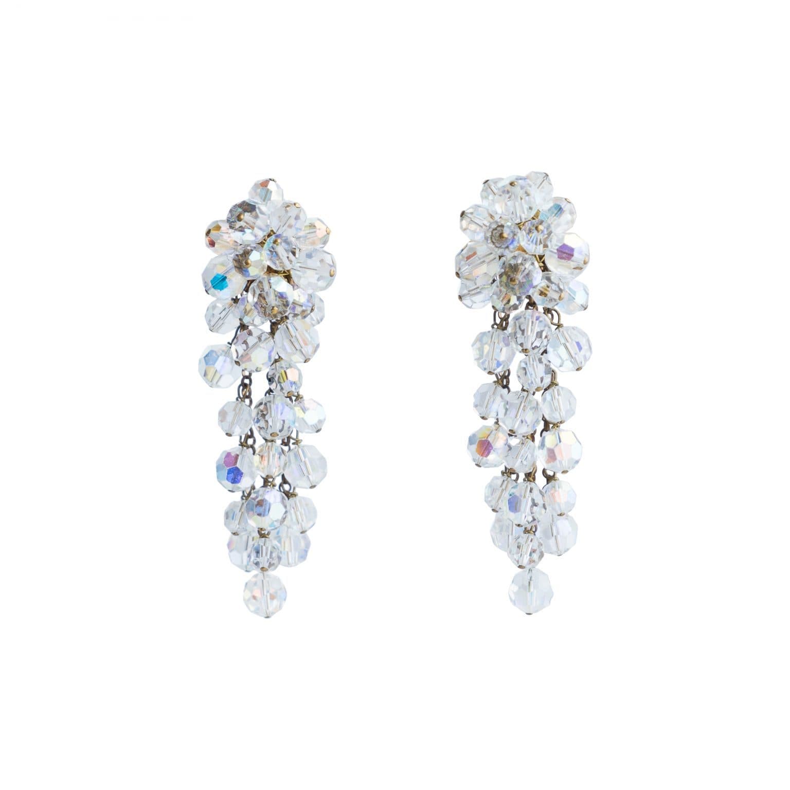 Vintage Chanel Crystal Chandlier Clip On Earrings