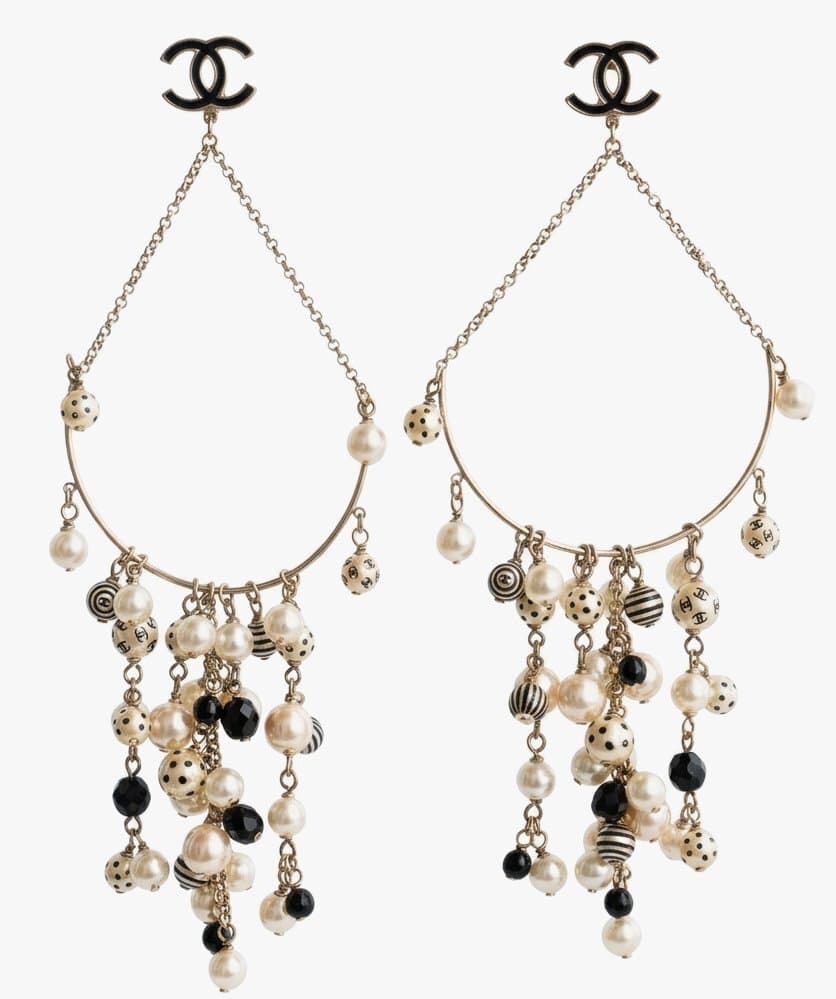 Chanel Pearl And Black Earrings