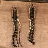 Gucci Rhinestone Green & Red Tassel Earrings — image 1