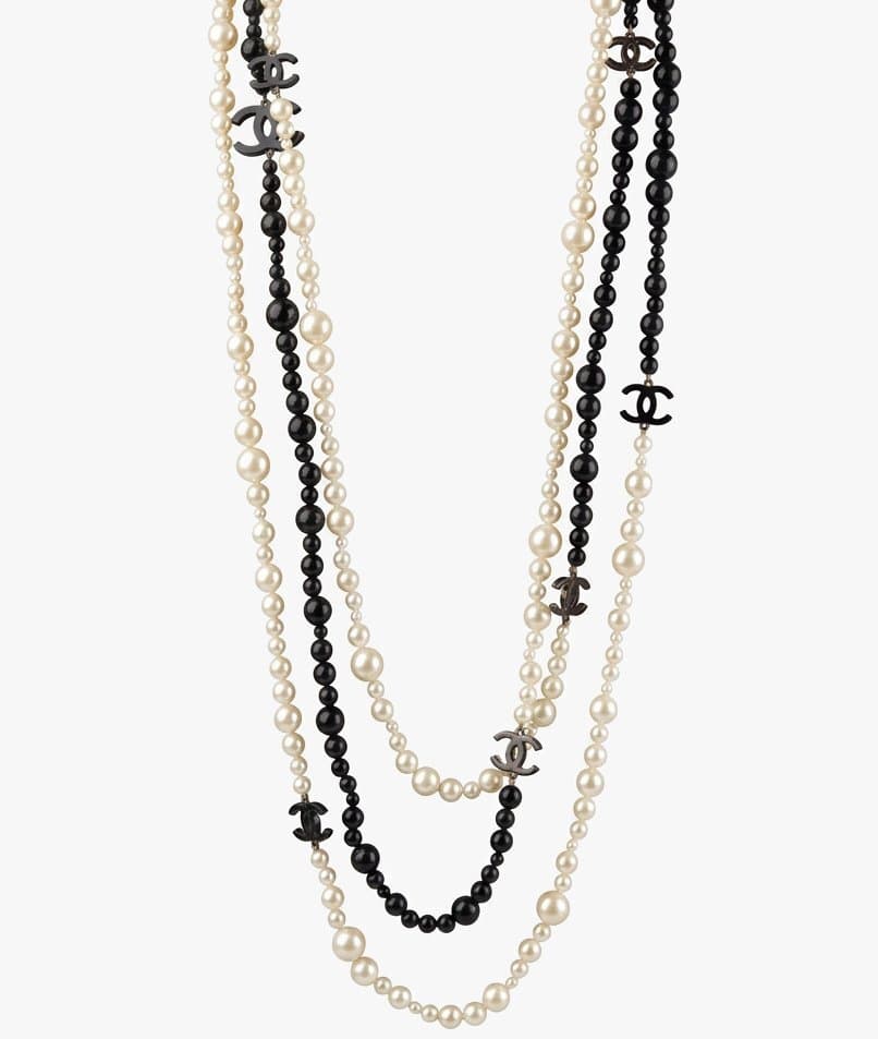 Chanel Black And White Pearl Necklace