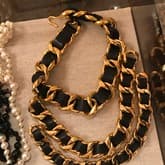 Gold And Black Leather Choker Necklace — image 1