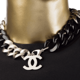 Chanel Silver And Black Chain Necklace — image 1
