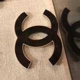 Chanel Black Logo Pin Brooch — image 1