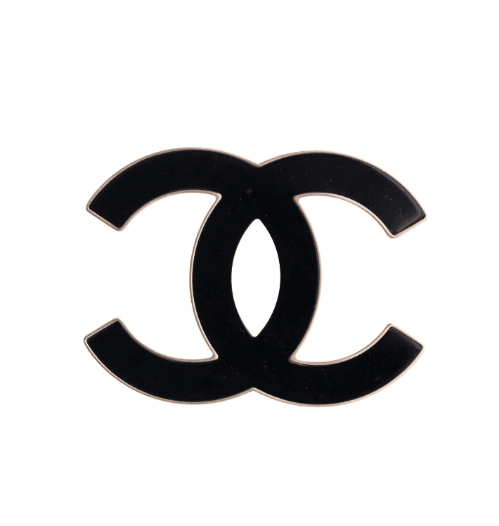 Chanel Black Logo Pin Brooch