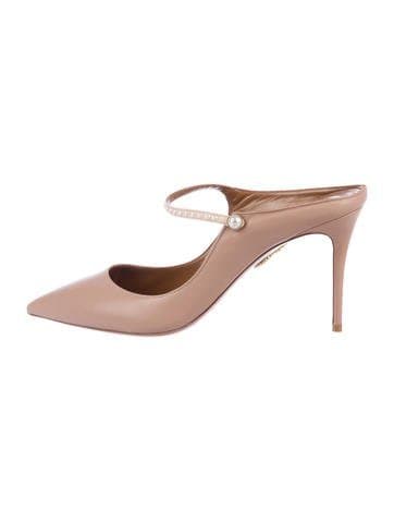 Aquazzura Leather Pointed-toe Mules 40
