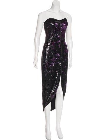 Halston Heritage Purple Strapless Sequin Dress