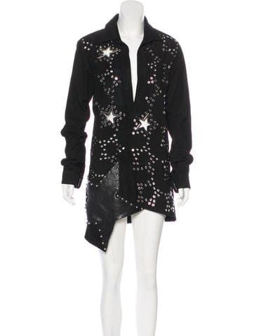 Anthony Vaccarello Suede Embellished Dress