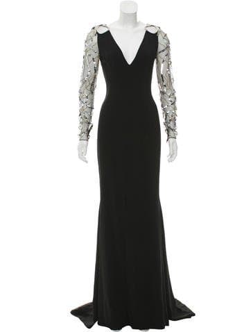 Elizabeth Kennedy Long Sleeve Embellished Gown