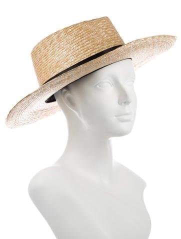 Janessa Leone Straw Leather-trimmed Hat