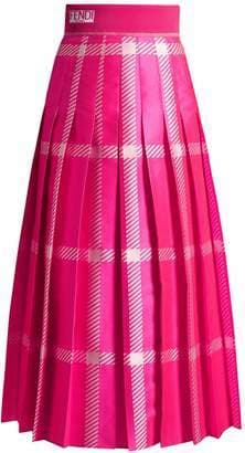 Fendi Logo-jacquard Checked Pleated Midi Skirt