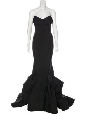 Donna Karan Strapless Pleated Gown