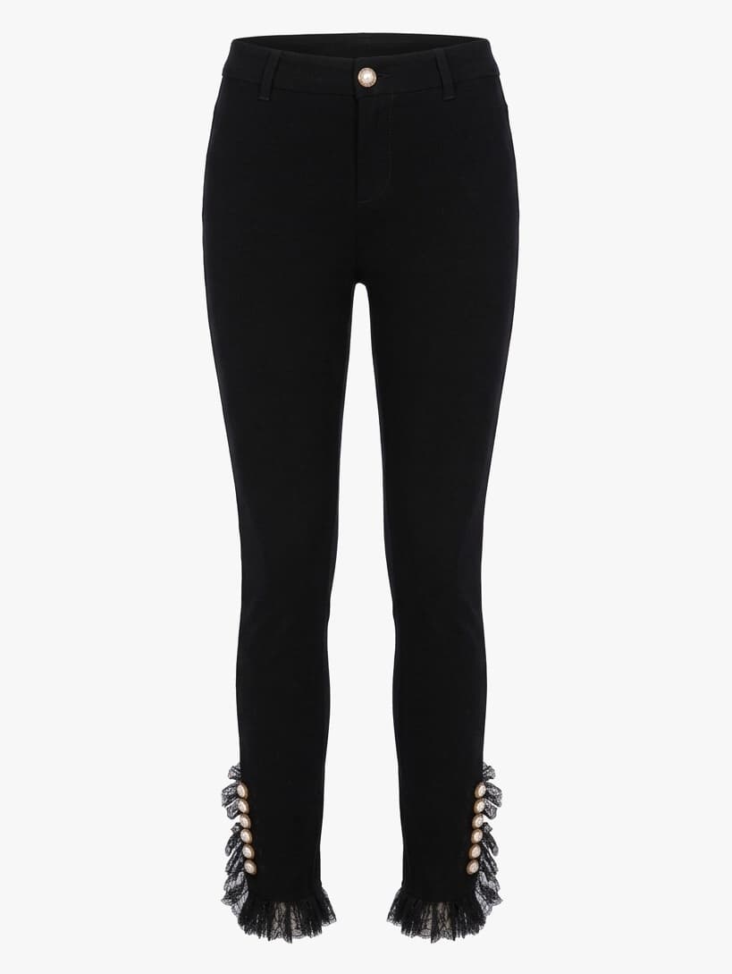 Gucci 2017 Black Pearl Detail Mid-rise Pants