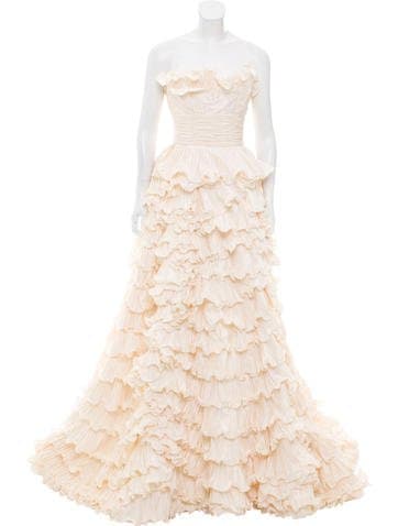 Oscar De La Renta Strapless Silk Gown