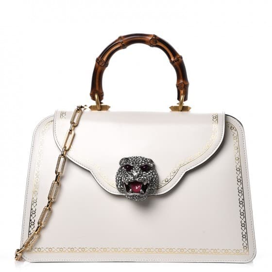 Gucci Calfskin Frame Top Handle Bag White
