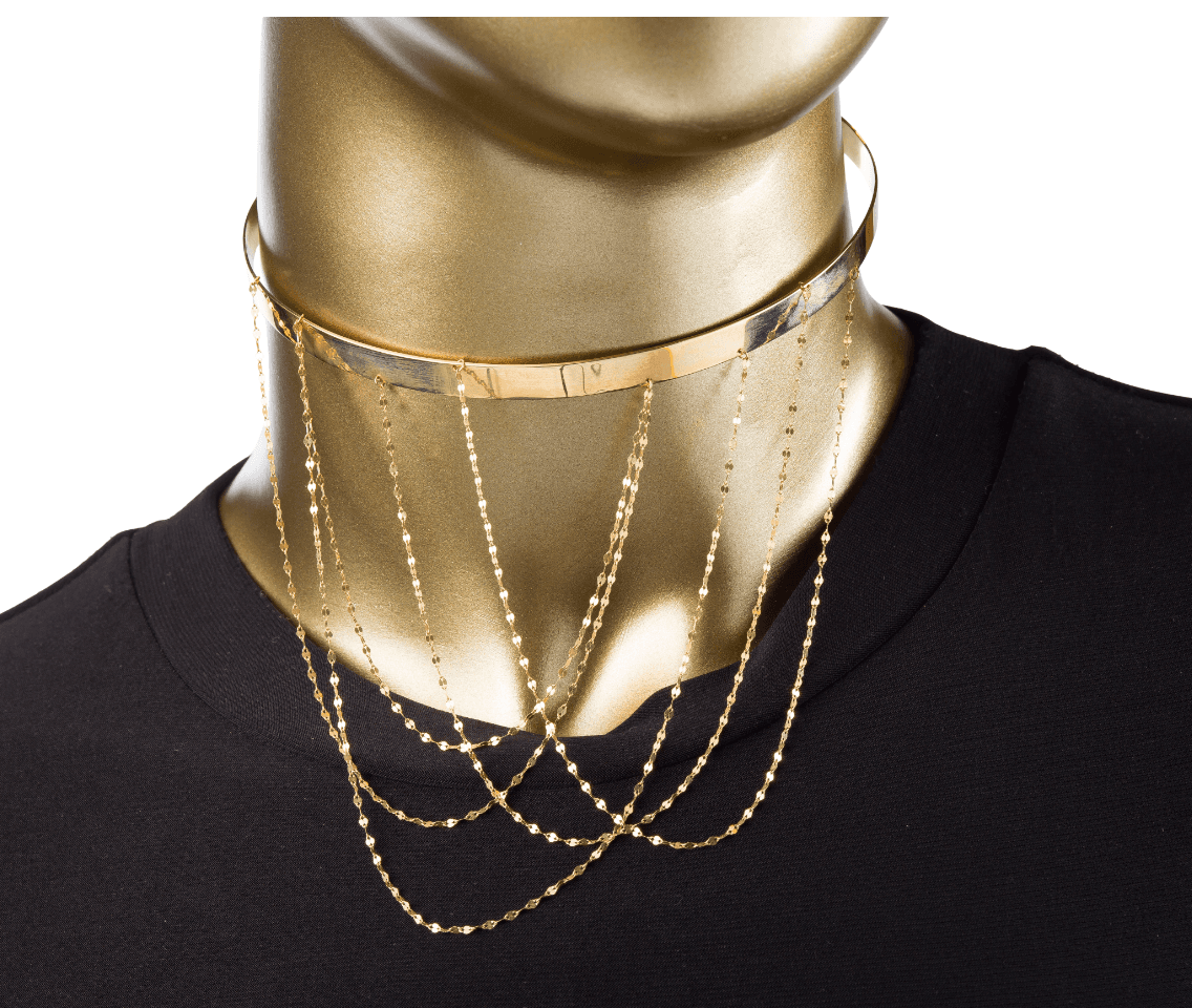 Lana Gold Layered Choker With Chains