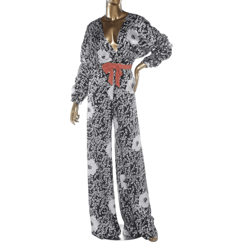 Johanna Ortiz Floral Print Long Sleeve Jumpsuit