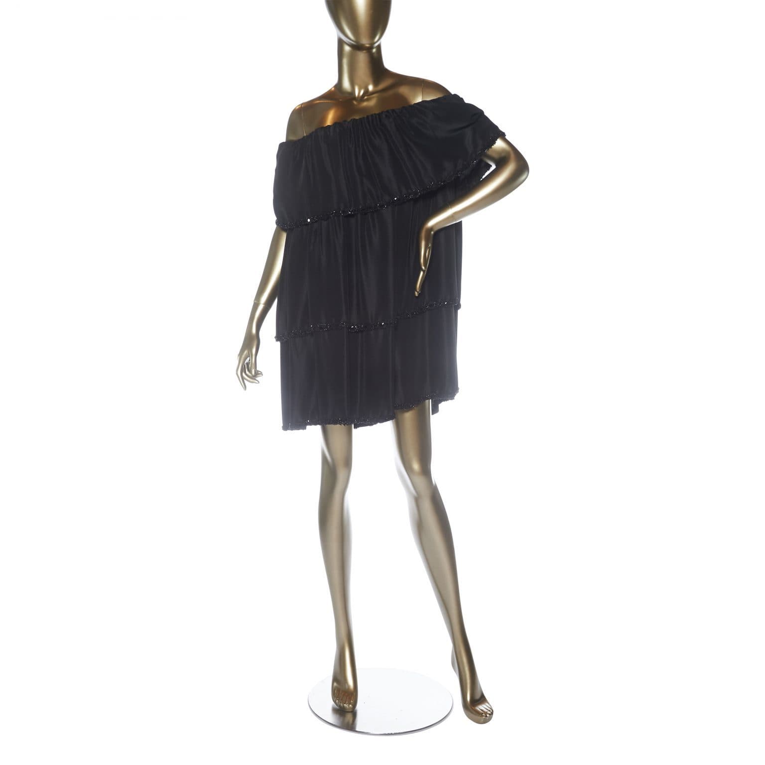 Azeeza Tier Embellished Silk Black Mini