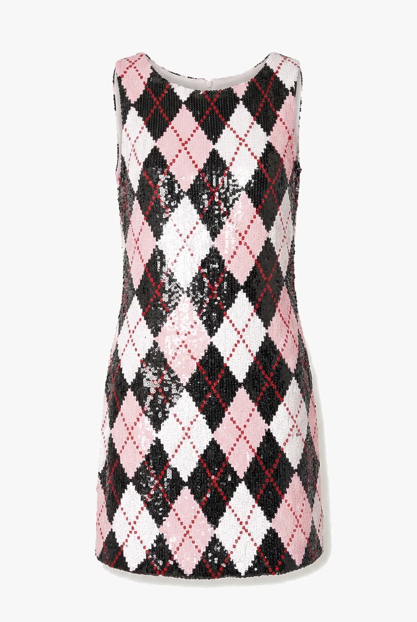 Ashish Black Pink Sequined Mini Dress