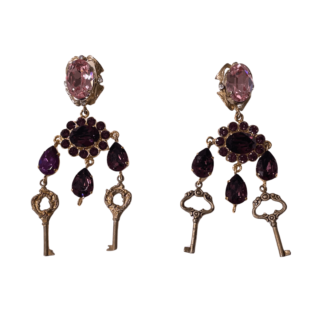 Dolce & Gabbana Crystal Keys Chandelier Clip-on Earrings