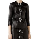 Gucci Leather Rhinestone Button Jacket — image 1