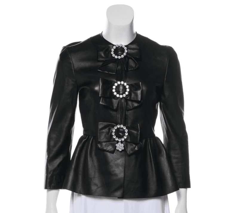 Gucci Leather Rhinestone Button Jacket