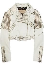Burberry Brit Studded Leather Biker Jacket In White