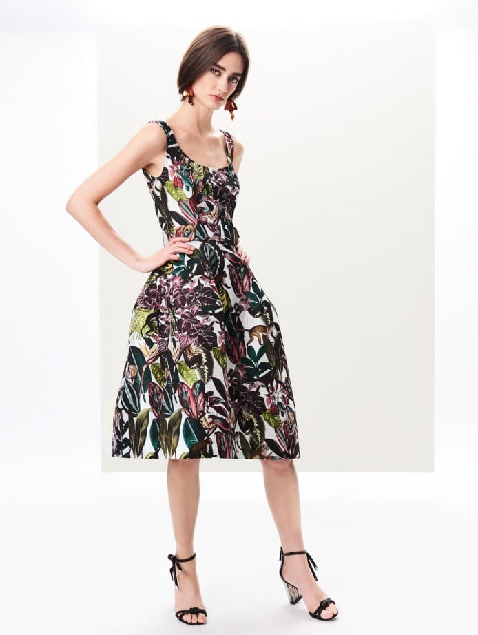 Oscar De La Renta Jungle Jacquard Dress