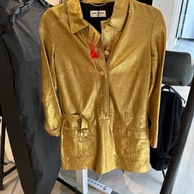Saint Laurent Gold Leather Mini Dress — image 2