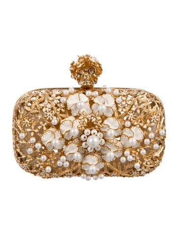 Alexander Mcqueen Floral Pearl Skull Box Clutch