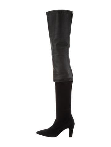 Chanel Suede And Leather Thigh-high Boots