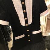 Balmain Black & White Tweed Tuxedo Dress With Feather Trim — image 1