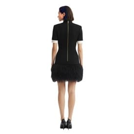 Balmain Black & White Tweed Tuxedo Dress With Feather Trim — image 6