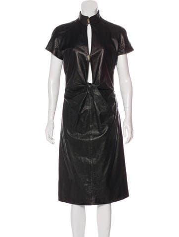 Yves Saint Laurent Leather Midi Dress
