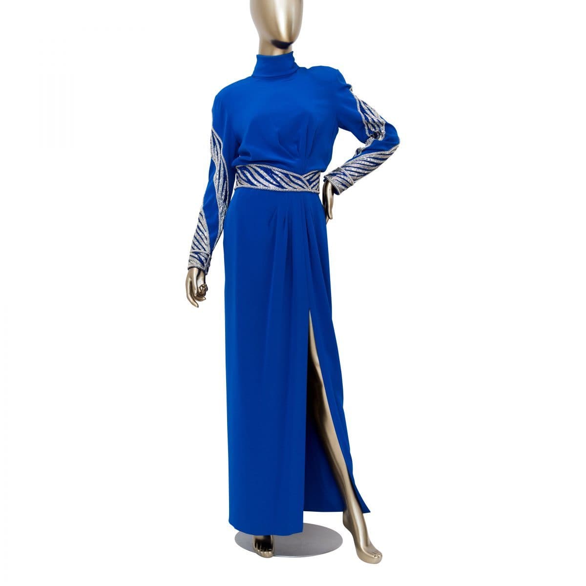 Bob Mackie Blue Vintage Dress With Rhinestone Embellishments